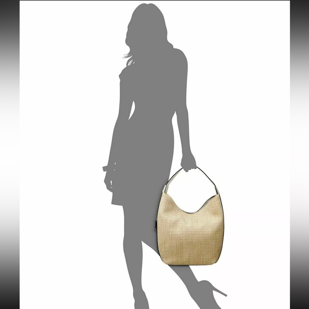 June 7th train π giveaway Alfani Tan and White Shoulder Bag with Textured Design - Picture 9 of 11